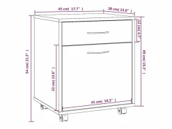 vidaxl Cajonera De Escritorio|Armario ruedas madera contrachapada roble ahumado 45x38x54 cm