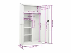 Armario Taquilla 90x40x180 cm Acero Blanco Discount