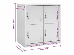vidaxl Cajonera De Escritorio|Armario taquilla de acero claro 90x45x92,5 cm