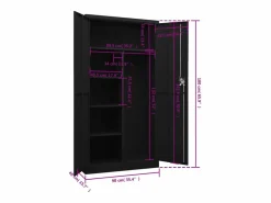Armario Taquilla 90x40x180 cm Acero Negro Discount