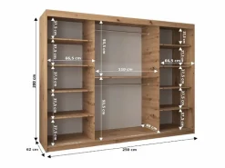 Abiks Möbel Armario|Armario TOKYO 1 de puertas correderas 200/250/62 3 puertas (blanco/blanco)