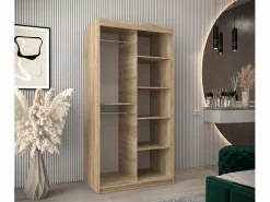 Abiks Möbel Armario|Armario TOKYO de puertas correderas 200/100/62 2 puertas (sonoma/negro)