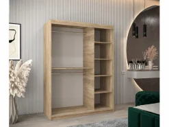 Abiks Möbel ARMARIO VERONA 1 DE PUERTAS CORREDERAS 200/150/62 2 puertas (sonoma/sonoma) Beige / Plateado Outlet