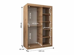 Abiks Möbel Armario|ARMARIO VERONA 2 DE PUERTAS CORREDERAS 200/120/62 2 puertas (negro/negro)