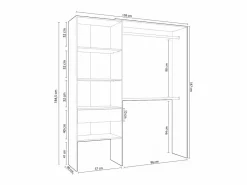 duehome Armario Vestidor Aura Blanco Artik (Blanco Mate) - Roble Canadian Color natural claro Hot