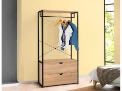Armario Vestidor de Dormitorio Industrial Ega, 2 Cajones 166x78x38 cm^Saldosystocks Online