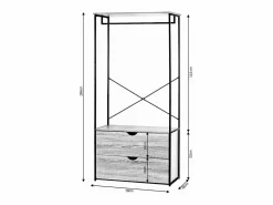 Armario Vestidor de Dormitorio Industrial Ega, 2 Cajones 166x78x38 cm^Saldosystocks Online