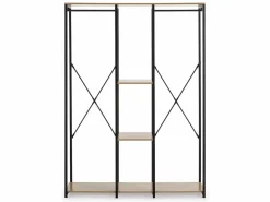 VS Venta-stock Armario De Entrada|Armario vestidor Jana 3 estantes 2 Barras, Color Roble/Negro