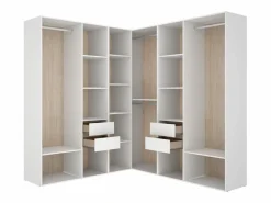 Armario vestidor Suit 4 barras con 4 cajones y compartimentos /natural 205x182,5x182,5 cm Blanco Sale