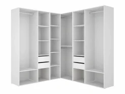 Armario vestidor Suit 4 barras con 4 cajones y compartimentos /natural 205x182,5x182,5 cm Blanco Sale