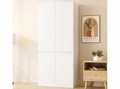 ModernLuxe Armario 70x40x170 cm - 4 puertas - con varilla para colgar ropa - Blanco New