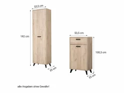 Mueble Perchero|Armario 53,5x192x35 cm Madera de roble gris Juego de pasillo de 5 piezas