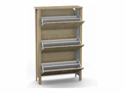Armario Zapatero 3 trampones Md-Vita acabado roble aserrado letras, 81cm(ancho) 135cm(altu Marru00f3n Sale