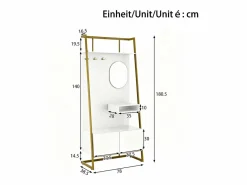 Armario/trastero con espejo + zapatero - ganchos metálicos - 78 x 38,5 x 180,5 cm - MDF -^Merax