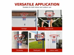 Aro de baloncesto de repuesto, para montaje en pared o puerta, acero resistente, red de nailon, (58 x 50 x 10 cm)^ Sale