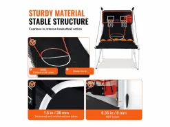 Aro de Baloncesto Plegable, SucceBuy, Juego Arcade de Baloncesto Plegable para Interiores con Doble Tiro para 2 Jugadores y 5 Pelotas New