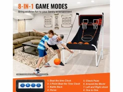 Aro de Baloncesto Plegable, SucceBuy, Juego Arcade de Baloncesto Plegable para Interiores con Doble Tiro para 2 Jugadores y 5 Pelotas New