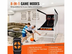 Cesta De Baloncesto|Aro de Baloncesto SucceBuy Juego Arcade de Baloncesto de Interior Double Shot para 2 Jugadores y 5 Pelotas