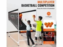 Cesta De Baloncesto|Aro de Baloncesto SucceBuy Juego Arcade de Baloncesto de Interior Double Shot para 2 Jugadores y 5 Pelotas
