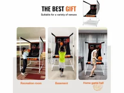 Cesta De Baloncesto|Aro de Baloncesto SucceBuy Juego Arcade de Baloncesto de Interior Double Shot para 2 Jugadores y 5 Pelotas