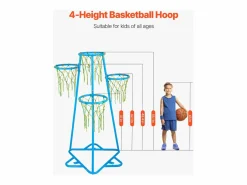 Cesta De Baloncesto|Aro de Baloncesto SucceBuy Canasta de Baloncesto Infantil, Portátil, con 4 Canastas y Altura Ajustable