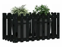 Clicnbuy Arriate elevado jardín con valla madera pino 100x50x70cm Negro Hot