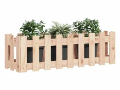 Clicnbuy Arriate elevado jardín con valla madera maciza pino 100x30x30cm Marru00f3n Clearance