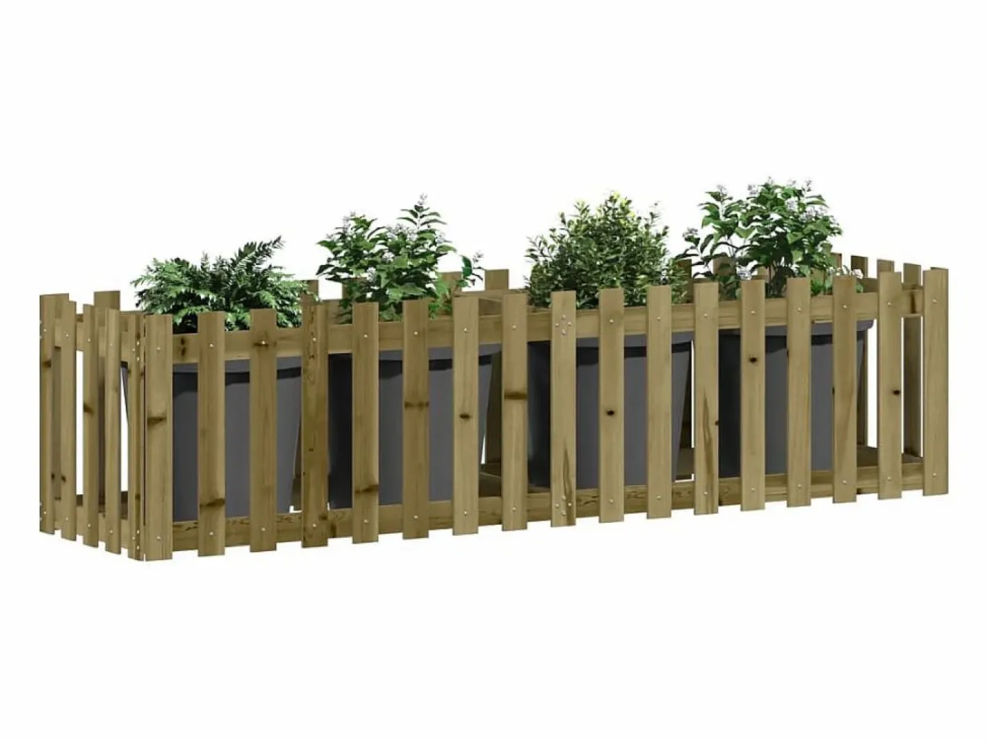 Arriate elevado jardín valla madera impregnada pino 200x50x50cm^Clicnbuy