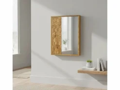 Artisan Furniture Armario de madera maciza con espejo tallado en forma de piña. Beige Sale