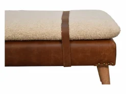 Banco Y Pie De Cama|Banco Y Pie De Cama|Artisan Furniture Banco de madera maciza de cuero de búfalo rizado.