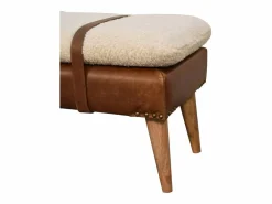 Banco Y Pie De Cama|Banco Y Pie De Cama|Artisan Furniture Banco de madera maciza de cuero de búfalo rizado.