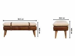 Banco Y Pie De Cama|Banco Y Pie De Cama|Artisan Furniture Banco de madera maciza de cuero de búfalo rizado.