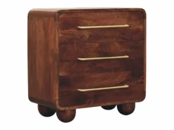 Artisan Furniture Madera maciza Baúl redondeado con 3 cajones Marru00f3n New