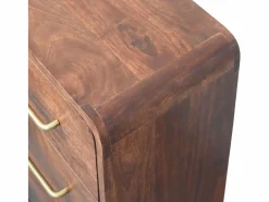 Artisan Furniture Madera maciza Baúl redondeado con 3 cajones Marru00f3n New