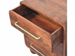 Artisan Furniture Madera maciza Baúl redondeado con 3 cajones Marru00f3n New