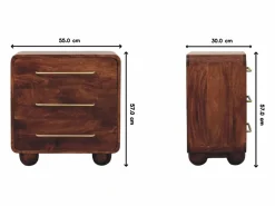 Artisan Furniture Madera maciza Baúl redondeado con 3 cajones Marru00f3n New