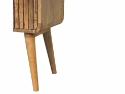 Mesita De Noche|Artisan Furniture Mesita de noche acanalada con barra en T de madera maciza