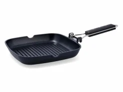 Asador Ebano Quid con asa plegable aluminio fundido 24 cm Negro Discount