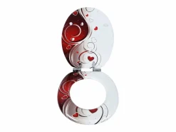 Helloshop26 Asiento de inodoro con bisagras de madera resistente y cierre lento para baño y rojo 19_0000726 Blanco Hot