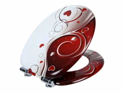 Helloshop26 Asiento de inodoro con bisagras de madera resistente y cierre lento para baño y rojo 19_0000726 Blanco Hot
