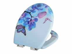 Asiento de inodoro con descenso automático en duroplástico con estampado de mariposas - morado 19_0000694^Helloshop26 Hot