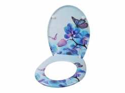 Asiento de inodoro con descenso automático en duroplástico con estampado de mariposas - morado 19_0000694^Helloshop26 Hot