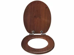 Helloshop26 Asiento de inodoro con mecanismo de cierre suave en MDF de haya oscura 19_0000644 Beige