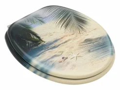Helloshop26 Asiento de inodoro con tapa MDF estilo playa 02_0002932 Multicolor