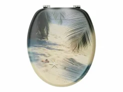 Helloshop26 Asiento de inodoro con tapa MDF estilo playa 02_0002932 Multicolor
