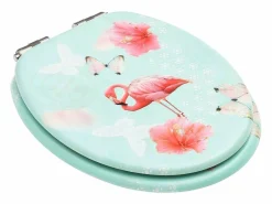 Helloshop26 Asiento de inodoro con tapa de cierre suave MDF diseño Flamingo 02_0002933 Rosa Online