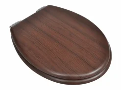Asiento de inodoro con tapa de cierre suave marrón construcción de MDF 02_0002877^Helloshop26 Sale