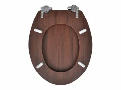 Asiento de inodoro con tapa de cierre suave marrón construcción de MDF 02_0002877^Helloshop26 Sale