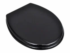 Helloshop26 Asiento de inodoro con tapa inodoro asiento de inodoro estándar MDF 02_0002879 Negro