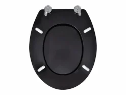 Helloshop26 Asiento de inodoro con tapa inodoro asiento de inodoro estándar MDF 02_0002879 Negro